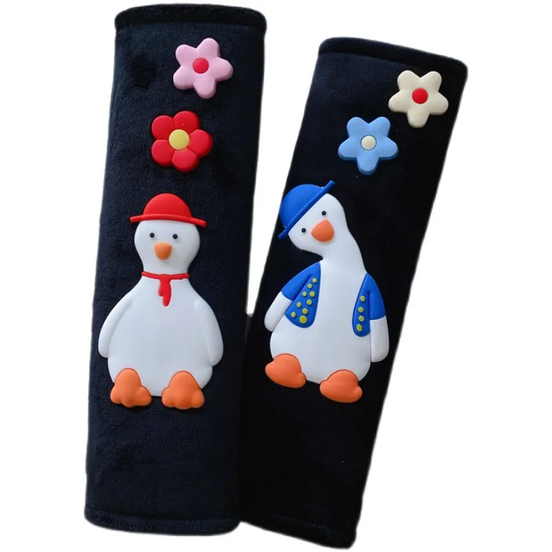 Cartoon Car Seat Belt Shoulder Covers – 2-Pack Extra-Long Safety Belt Pads, Breathable & Cute Interior Accessory for Women